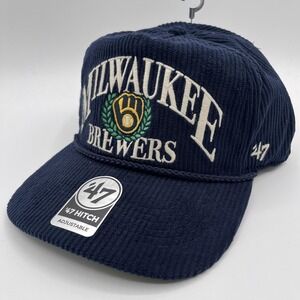 Milwaukee Brewers 47 Brand Hat Cap Hitch Snap Back Blue Corduroy MLB NEW